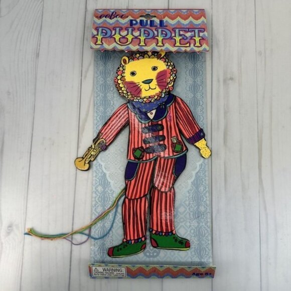 Pull String Toy Jumping Jack Puppet Circus Clown Lion Artisan Wall Art Decor - Picture 1 of 9
